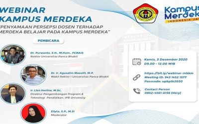 Dr. Lien Herlina berikan Materi Pada Webinar Penyamaan Persepsi Dosen Terhadap Belajar Pada Kampus Merdeka