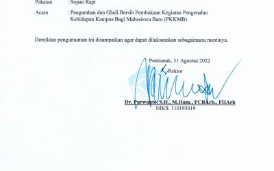 Gladi Bersih Kegiatan PKKMB UPB 2022