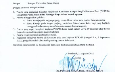 Pengumuman Kegiatan PKKMB UPB 2022