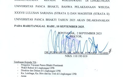 Edaran Rektor: Pelaksanaan Wisuda XXXVII Universitas Panca Bhakti Tahun 2025