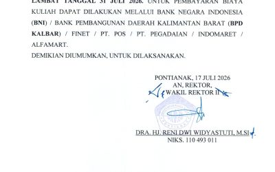 Pengumuman Batas Akhir Pembayaran Uang Kuliah Semester Genap 2025-2026