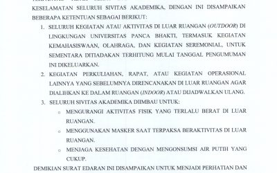 Edaran Rektor : Peniadaan Kegiatan Luar Ruangan